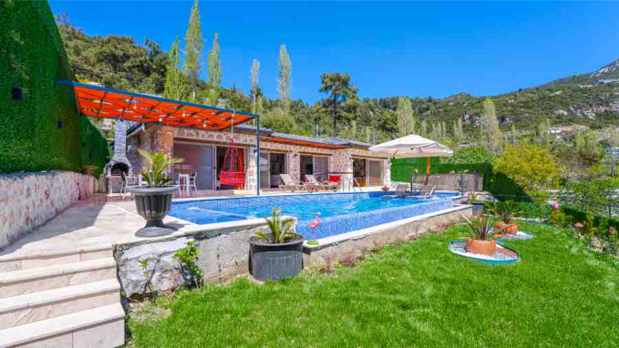 Kaş İslamlarda 2+1 Özel Havuzlu Doğa Manzaralı Kiralık Lüks Villa DRM-2011