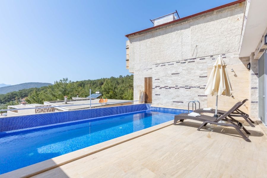 Kalkan Akbelde 1+1 Özel Havuzlu Doğa Manzaralı Kiralık Lüks Villa DRM-1752