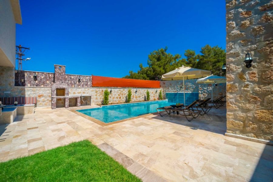 Kalkan Akbelde 2+1 Özel Havuzlu Doğa Manzaralı Kiralık Lüks Villa DRM-1754