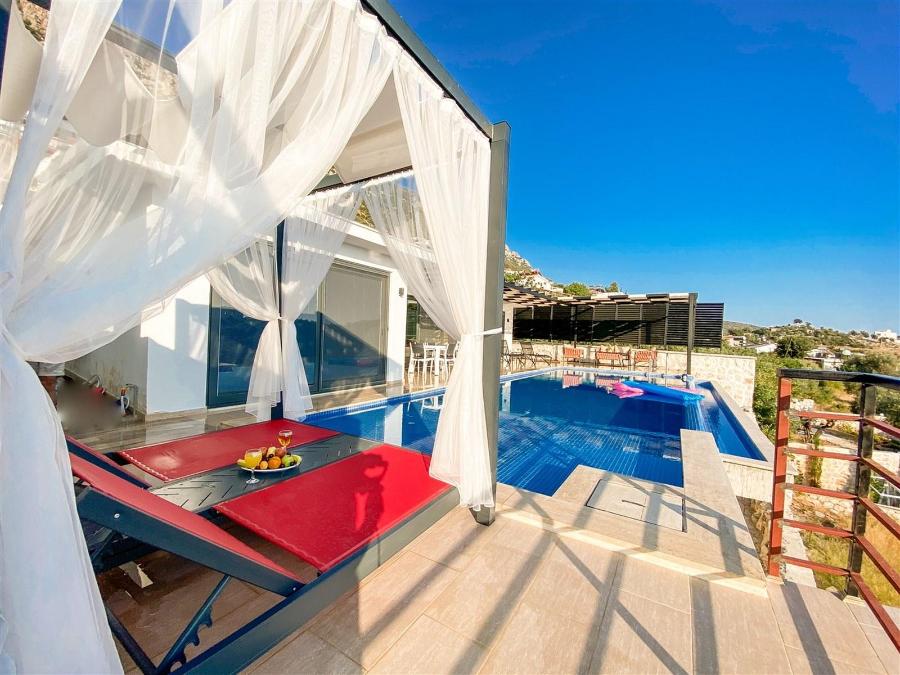 Kalkan Körderede 2+1 Özel Havuzlu Deniz Manzaralı Kiralık Lüks Villa DRM-1893