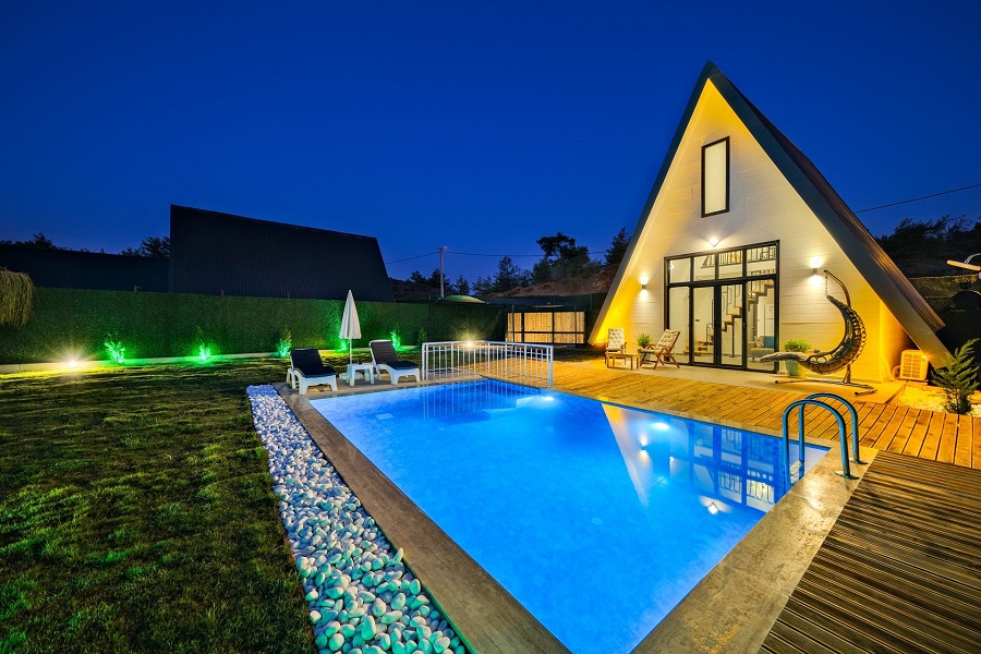 Fethiye Karagedikte 1+1 Özel Havuzlu Kiralık Lüks Bungalov DRM-1874