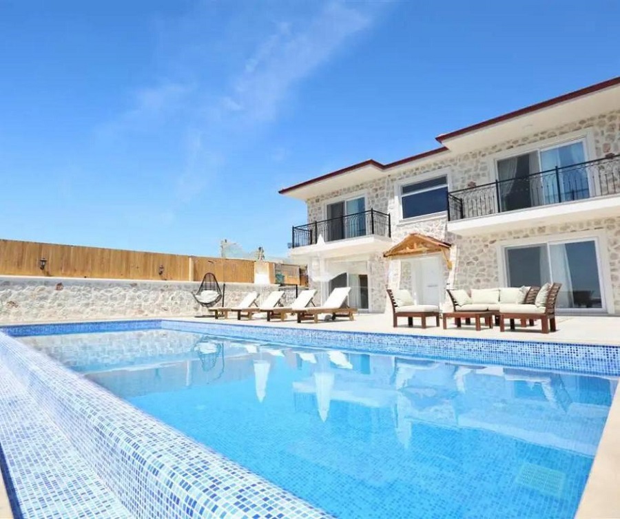 Kalkan Üzümlü Köyde 2+1 Özel Havuzlu Kiralık Lüks Villa DRM-1872